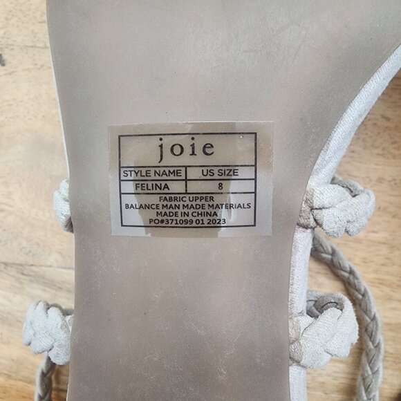 Joie Felina Taupe Cream Beige Square Toe Braided Strappy Block Heels Womens 8 - Picture 10 of 10